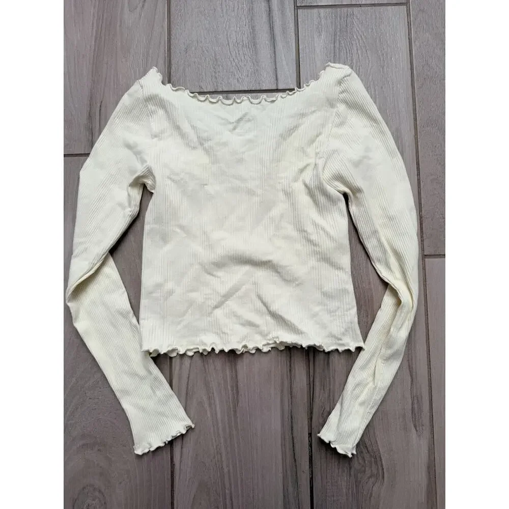Free People Intimately M/L Scalloped Seamless Layering Top Ivory BZ